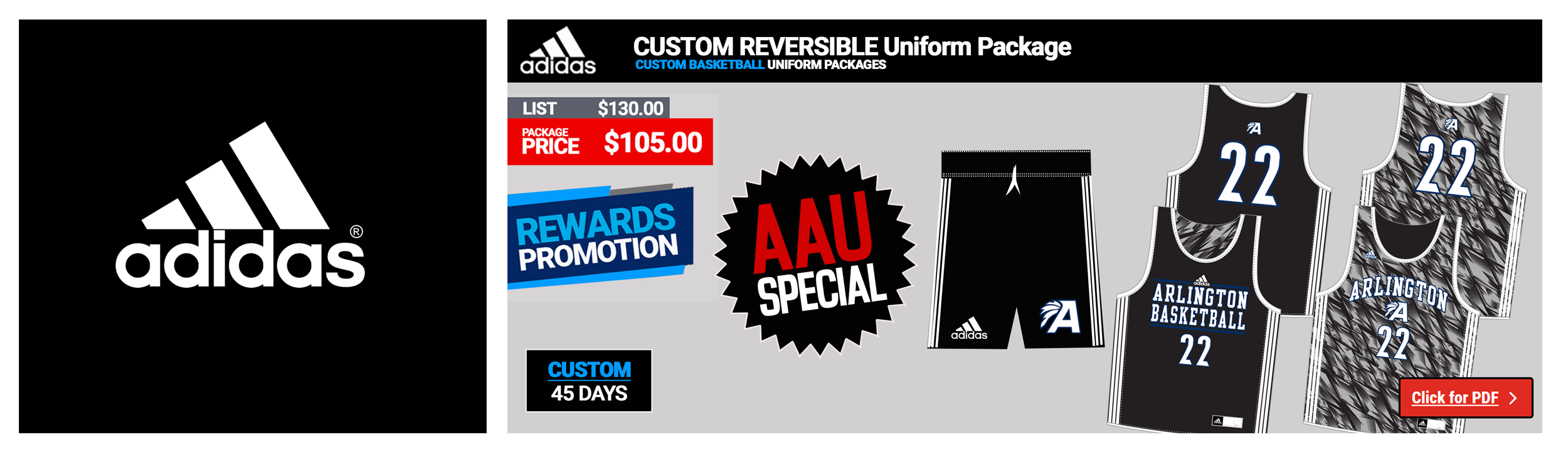 Adidas Custom Reversible Basketball Uniform Packages